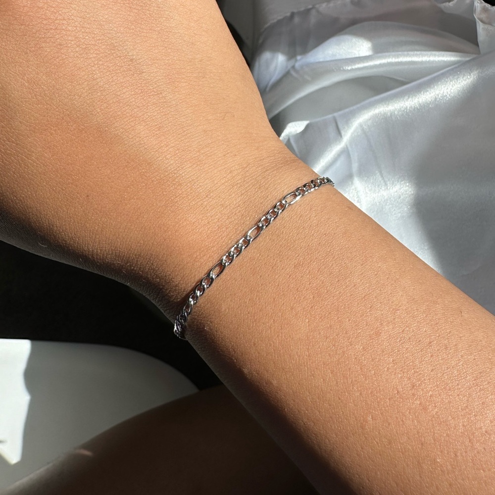 Silver Figaro Bracelet